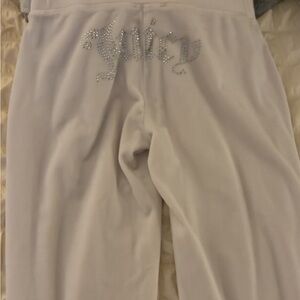 Juicy Couture Cream Velour Pants with Rhinestone Detail